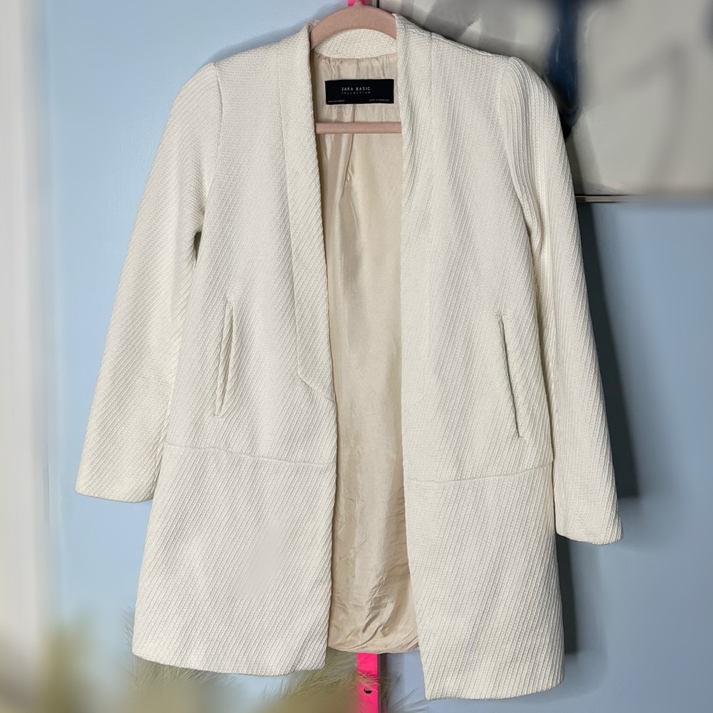 Zara Cream Textured Blazer